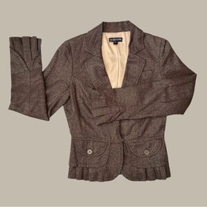 Y2K Rampage Metallic Thread Pleated Ruffle Blazer